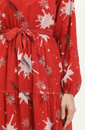 Shirred Chiffon Dress 7002-01 Claret Red 7002-01