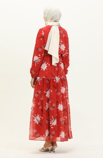 Shirred Chiffon Dress 7002-01 Claret Red 7002-01