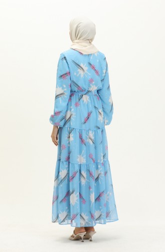 Gerafftes Chiffonkleid 7002-03 Blau 7002-03