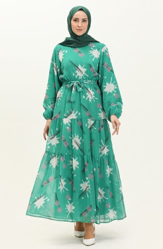 Gerafftes Chiffonkleid 7002-05 Smaragdgrün 7002-05