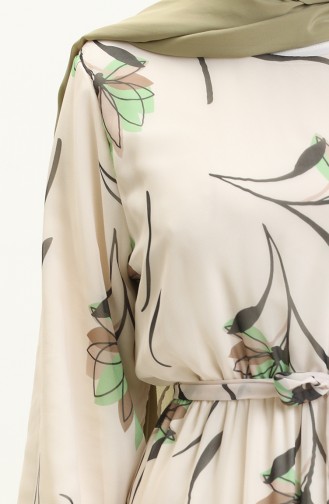 Gerafftes Chiffonkleid mit Gürtel 7005-01 Cremegrün 7005-01