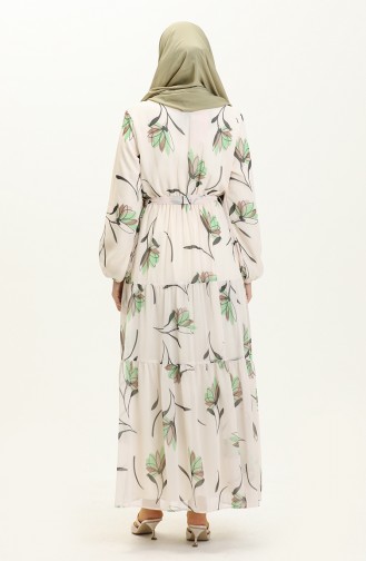 Gerafftes Chiffonkleid mit Gürtel 7005-01 Cremegrün 7005-01