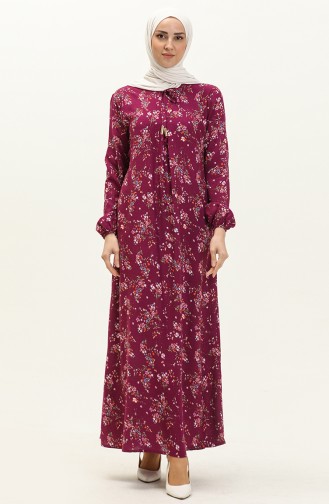 Geblümtes Viskosekleid 4569-01 Lila 4569-01
