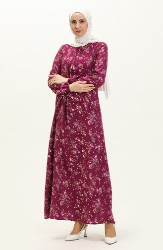 Geblümtes Viskosekleid 4569-01 Lila 4569-01
