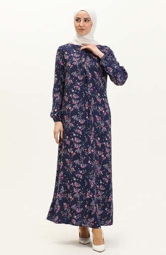 Geblümtes Viskosekleid 4569-03 Marineblau 4569-03
