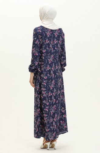 Geblümtes Viskosekleid 4569-03 Marineblau 4569-03