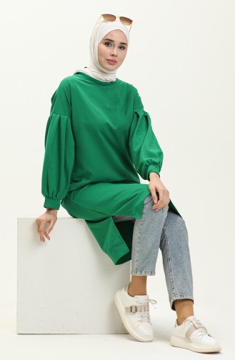 Balloon Sleeve Long Tunic 3031-06 Green 3031-06