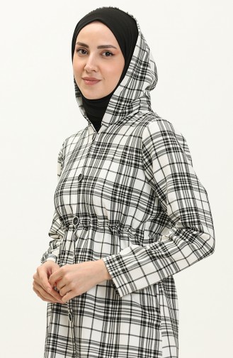 Plaid Hooded Tunic 8001-01 Black white 8001-01