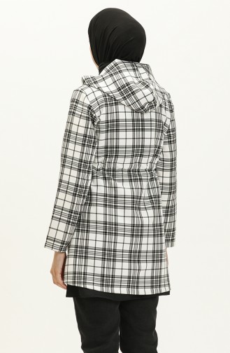 Plaid Hooded Tunic 8001-01 Black white 8001-01