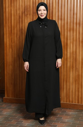 Plus Size Lace Up Abaya 3021-02 Black 3021-02