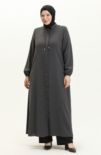 Abaya Grande Taille à Lacets 3021-03 Anthracite 3021-03