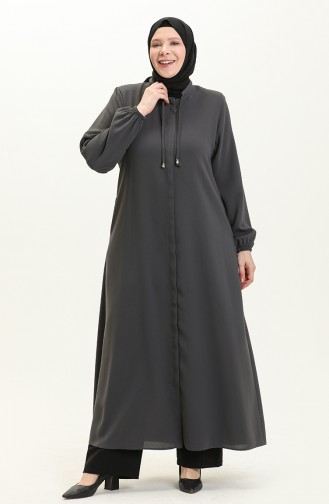 Abaya Grande Taille à Lacets 3021-03 Anthracite 3021-03