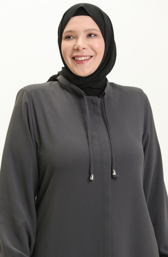 Plus Size Lace Up Abaya 3021-03 Anthracite 3021-03