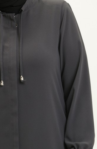 Abaya Grande Taille à Lacets 3021-03 Anthracite 3021-03