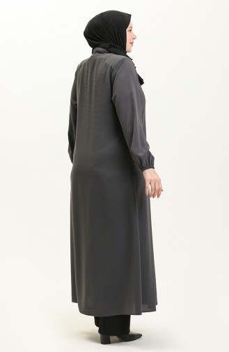 Abaya Grande Taille à Lacets 3021-03 Anthracite 3021-03