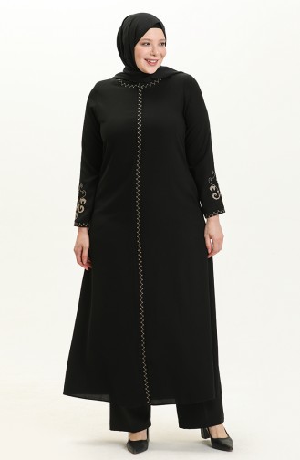 Plus Size Embroidered Abaya 3022-04 Black 3022-04