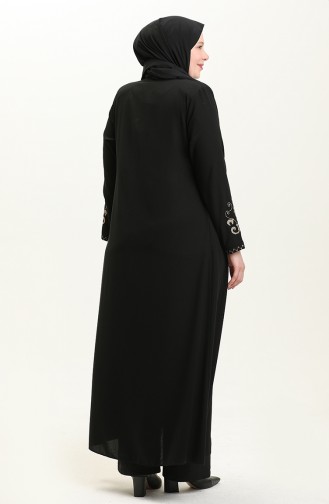 Abaya Brodée Grande Taille 3022-04 Noir 3022-04