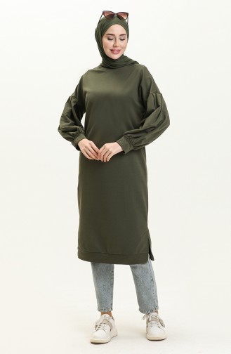 Balloon Sleeve Long Tunic 3031-04 Khaki 3031-04