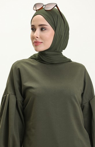 Balloon Sleeve Long Tunic 3031-04 Khaki 3031-04