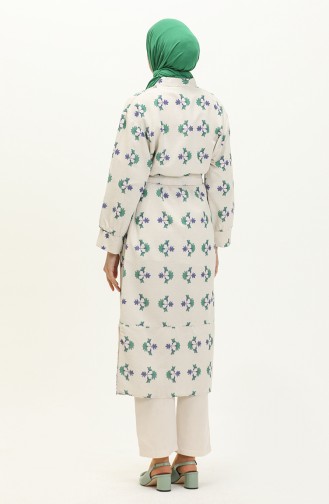 Kuşaklı Keten Kimono 0661-01 Saks Yeşil