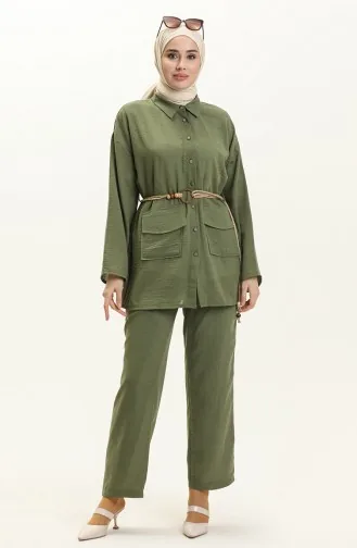 Tunika-Hose mit Gürteldetail Zweier-Set 70030-03 Khaki 70030-03