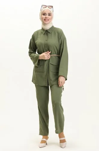 Tunika-Hose mit Gürteldetail Zweier-Set 70030-03 Khaki 70030-03
