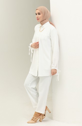 Linen Yoke Two Piece Suit 2024-01 White 2024-01