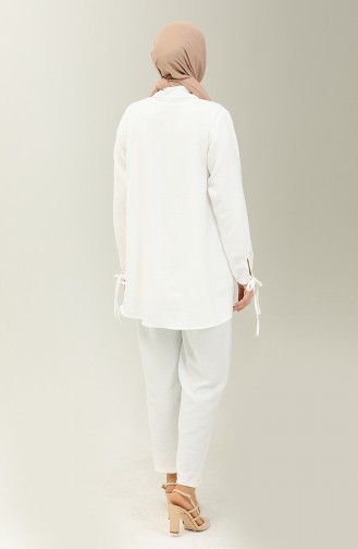 Linen Yoke Two Piece Suit 2024-01 White 2024-01