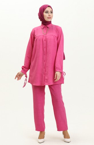 Linen Yoke Two Piece Suit 2024-05 Fuchsia 2024-05