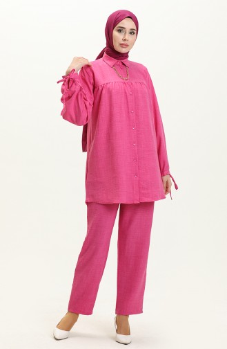 Linen Yoke Two Piece Suit 2024-05 Fuchsia 2024-05