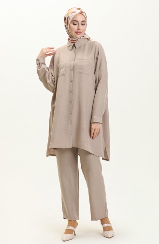 Ensemble Pantalon Tunique en tissu Aerobin Grande Taille 1013-08 Vison 1013-08
