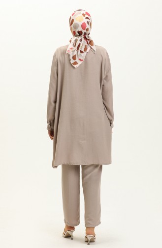 Ensemble Pantalon Tunique en tissu Aerobin Grande Taille 1013-08 Vison 1013-08