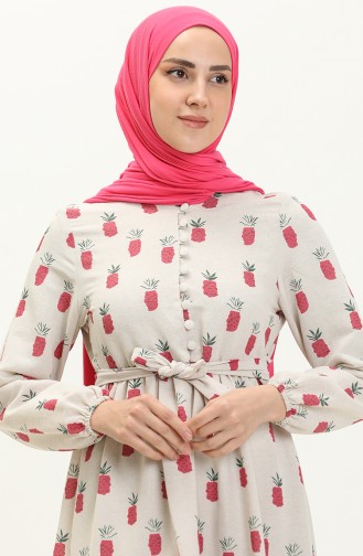 Printed Linen Dress 30026-03 Fuchsia 30026-03