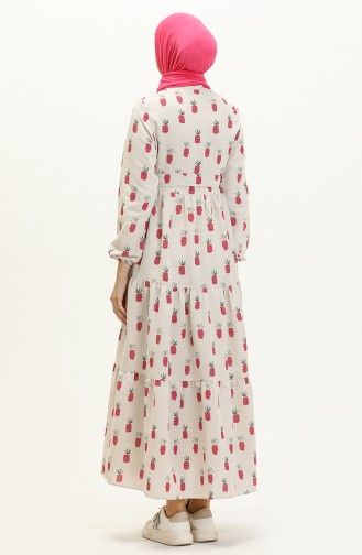 Printed Linen Dress 30026-03 Fuchsia 30026-03