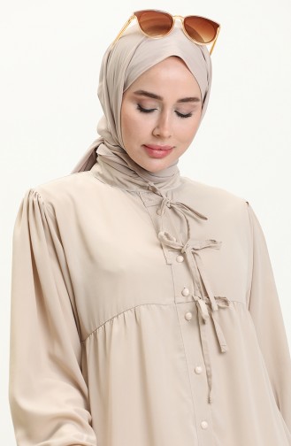 Lace-up Button Tunic 70026-01 Beige 70026-01