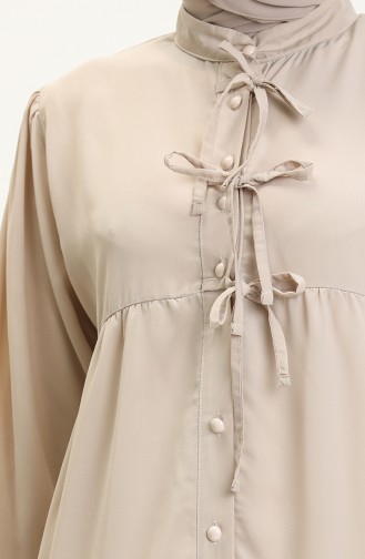 Lace-up Button Tunic 70026-01 Beige 70026-01