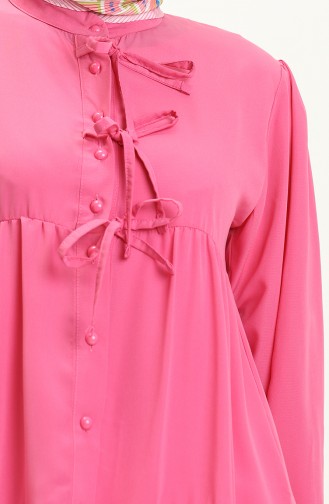 Lace-up Buttoned Tunic 70026-02 Fuchsia 70026-02