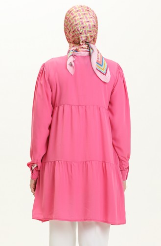 Lace-up Buttoned Tunic 70026-02 Fuchsia 70026-02