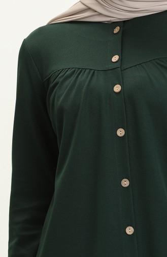 Buttoned Shirred Tunic 4042-13 Emerald Green 4042-13