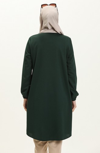 Buttoned Shirred Tunic 4042-13 Emerald Green 4042-13