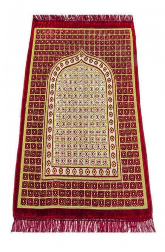Ekonomik Kadife Şipinger Seccade 0190 Kırmızı Renk