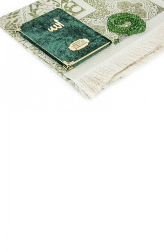 Canım Anneme Kadife Yasin Kitabı Çanta Boy İsim Plakalı Seccade Tesbihli Kutulu Yeşil