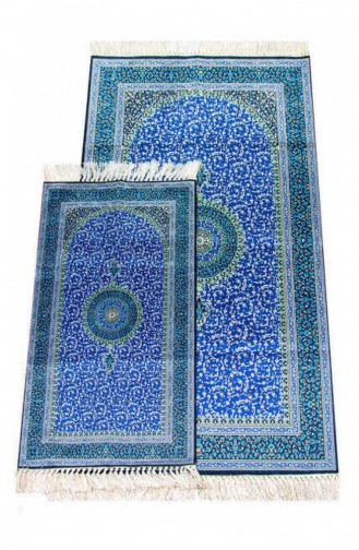 İpekşah Baba Oğul Seccade Takımı Mavi Renk
