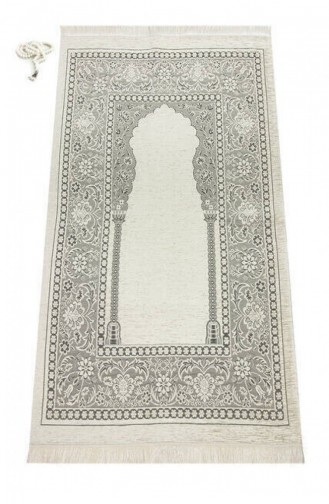 Mihraplı Şönil Lüks Seccade Krem