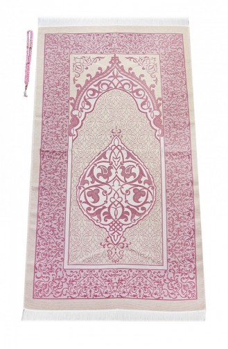 Seccadeli İnci Tesbihli Pencereli Kutulu Set Pembe Renk