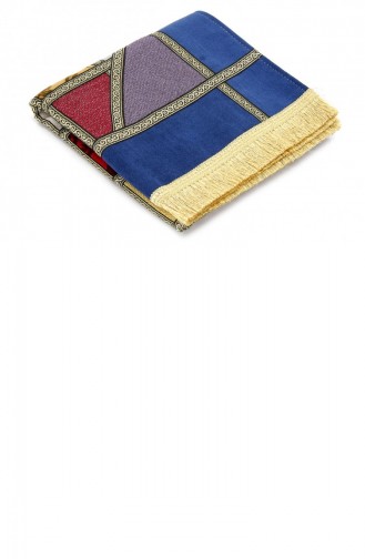 Lüks Astarlı Patchwork Kadife Kırkyama Seccade Lacivert