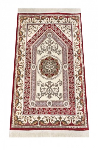Desenli Şönil Seccade Kırmızı Renk