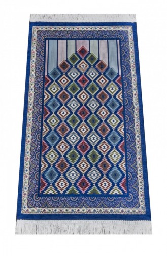 Desenli Şönil Seccade Lacivert Renk