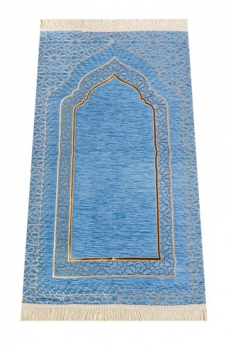 Mihrap Desenli Astarlı Şönil Seccade Mavi