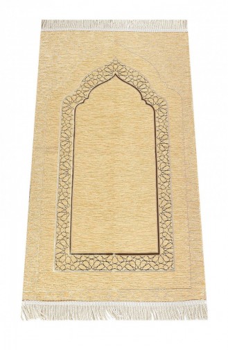 Mihrap Desenli Astarlı Şönil Seccade Gold
